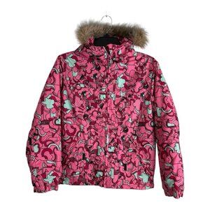 Polar Edge Girls Coat Pink Puffy Size XL 16 Faux Fur Pockets Long Sleeve Pockets